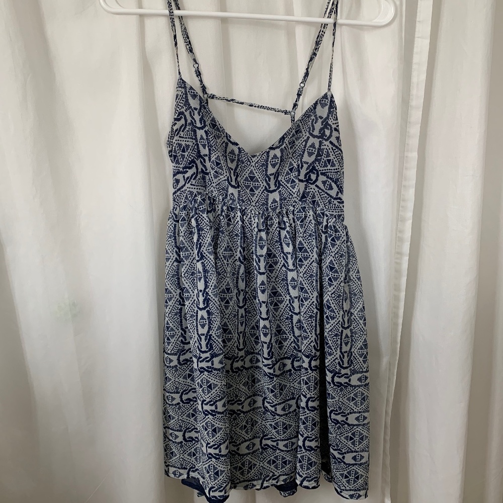 Blue printed summer dress size small